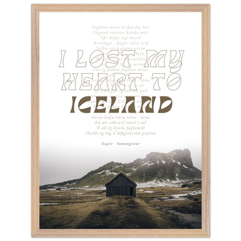 'i lost my heart to iceland' | premium poster + holzrahmen