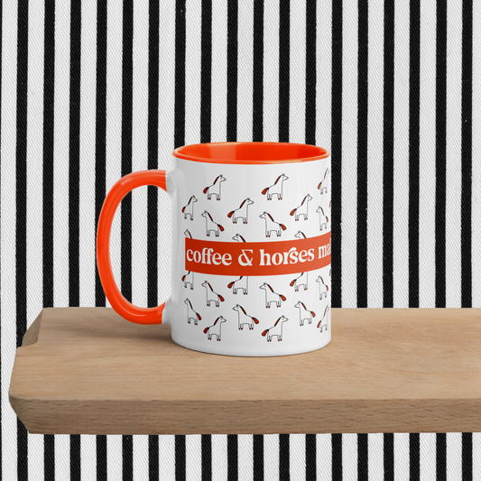 'coffee & horses make the world go round' | tasse orange