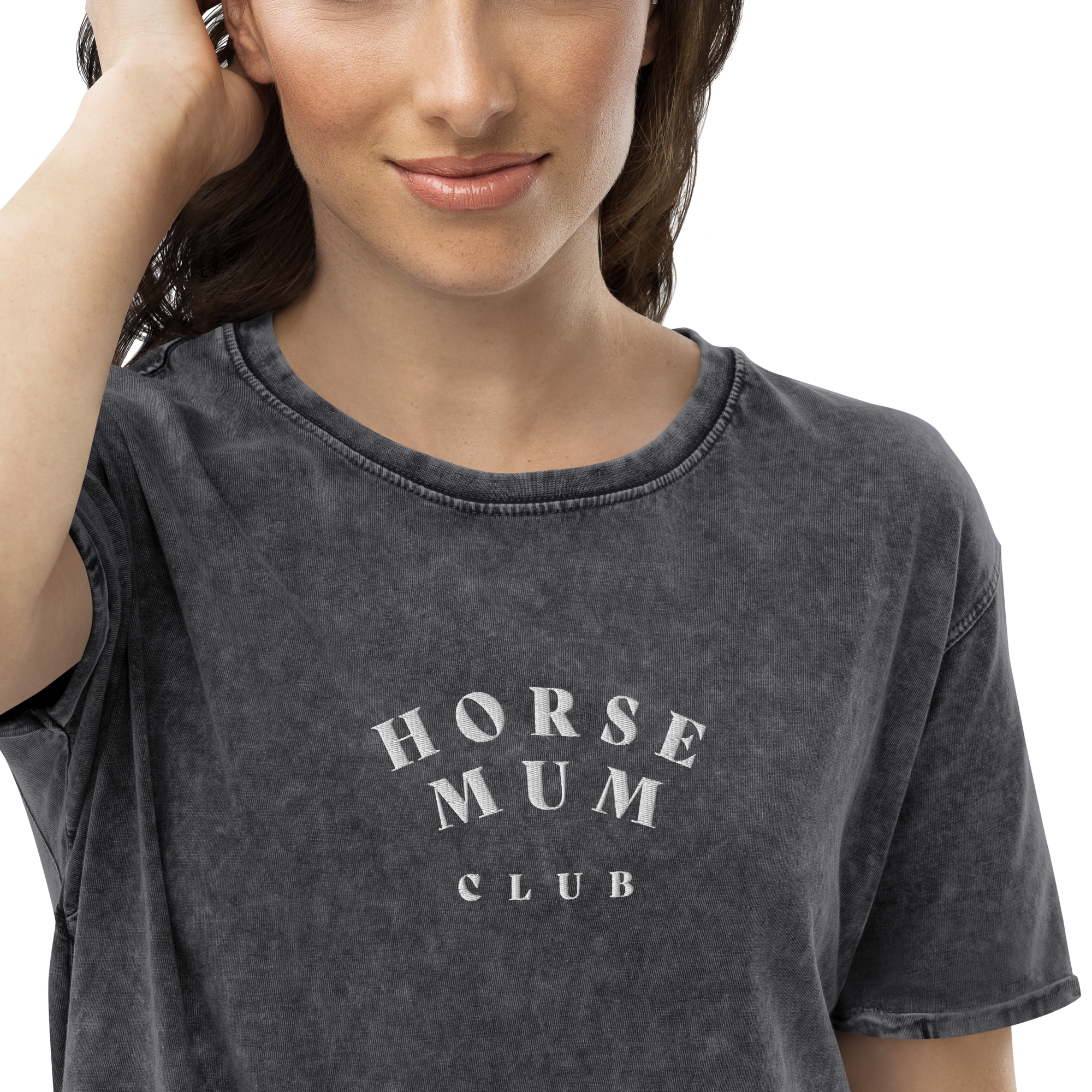 'horse mum club' | besticktes baumwoll-shirt