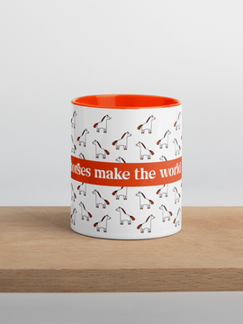 'coffee & horses make the world go round' | tasse orange