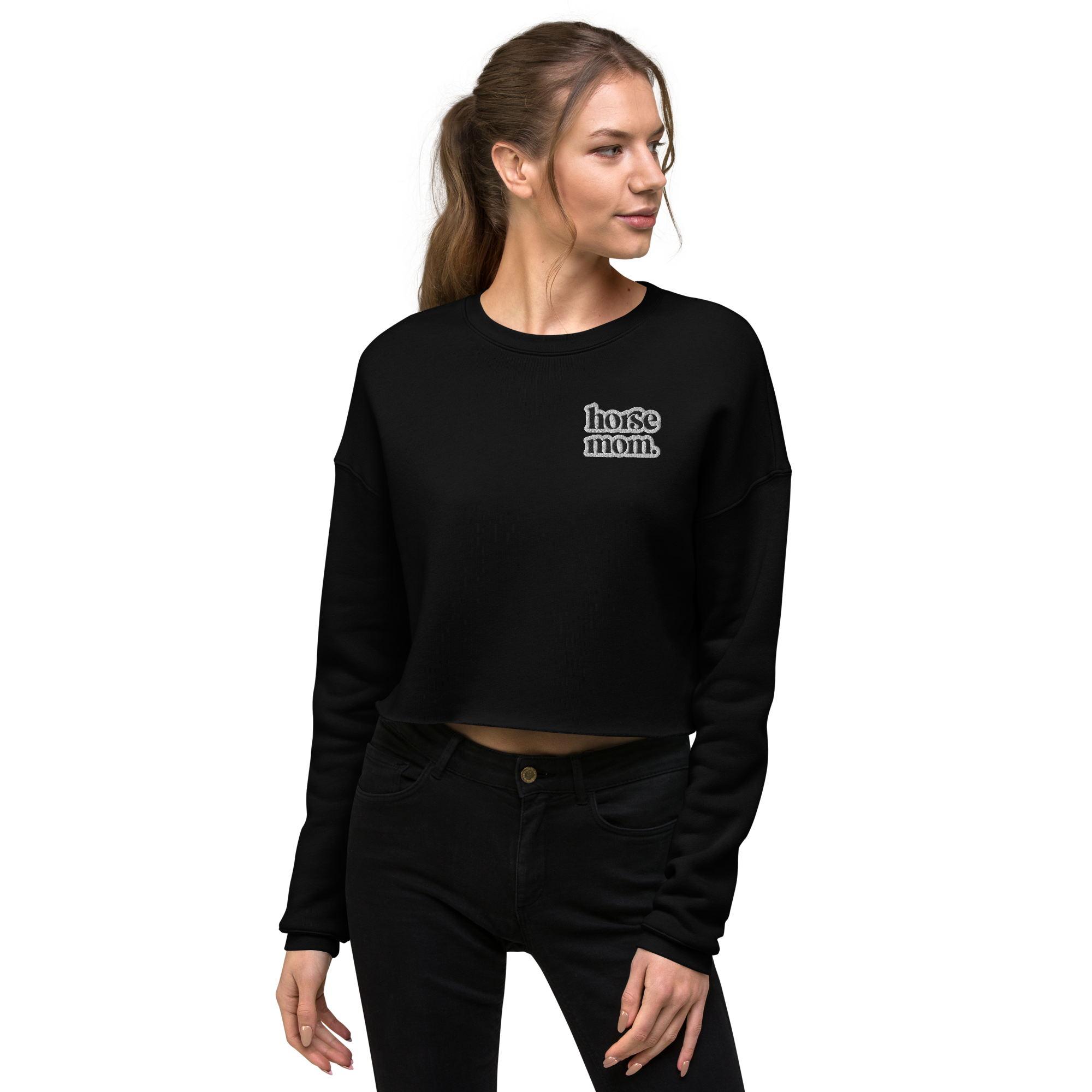 'horse mom' | cropped fleece-pullover stick