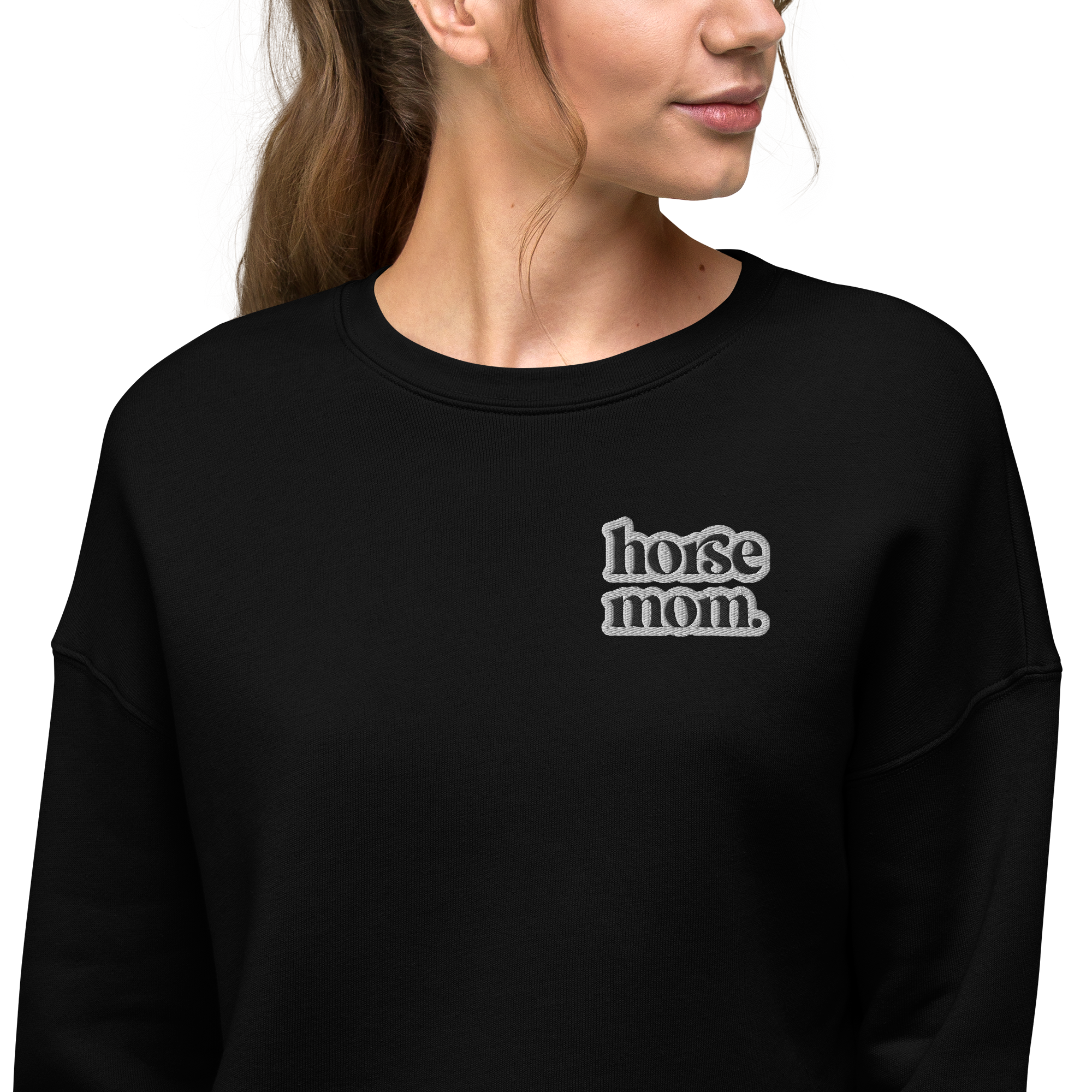 'horse mom' | cropped fleece-pullover stick