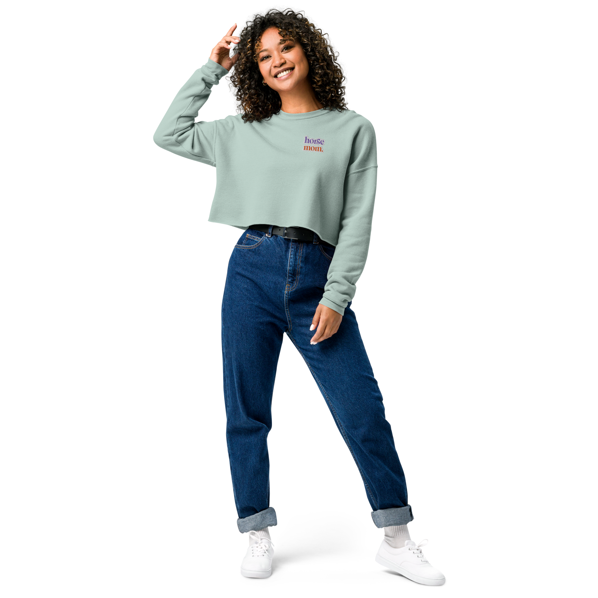 'horse mom' | cropped fleece-pullover stick