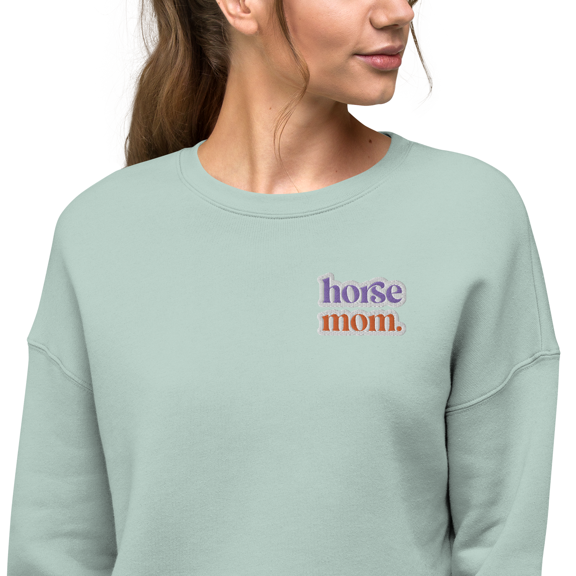 'horse mom' | cropped fleece-pullover stick